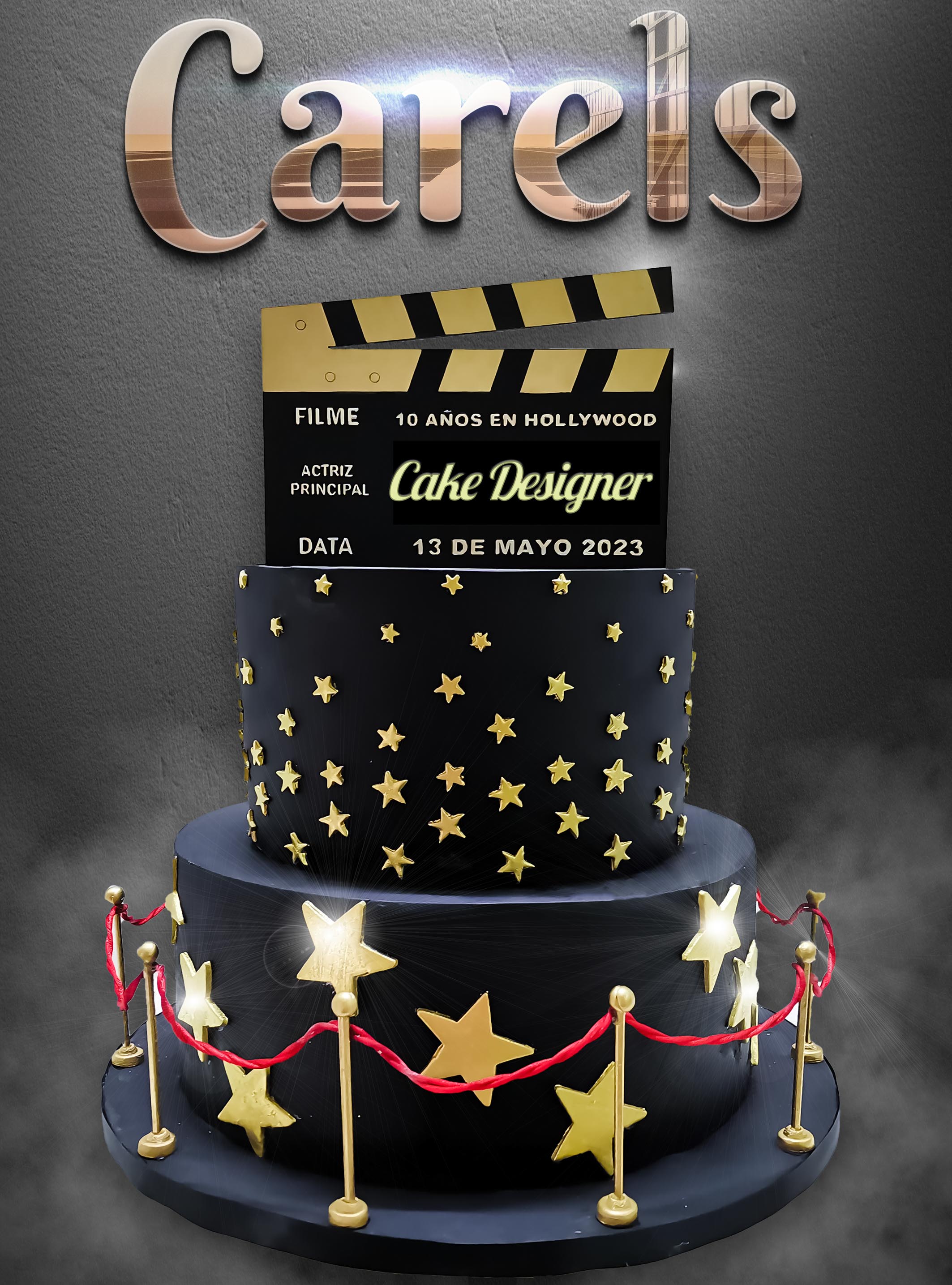 Pastel 15 años,
Pastel red carpet
Carels