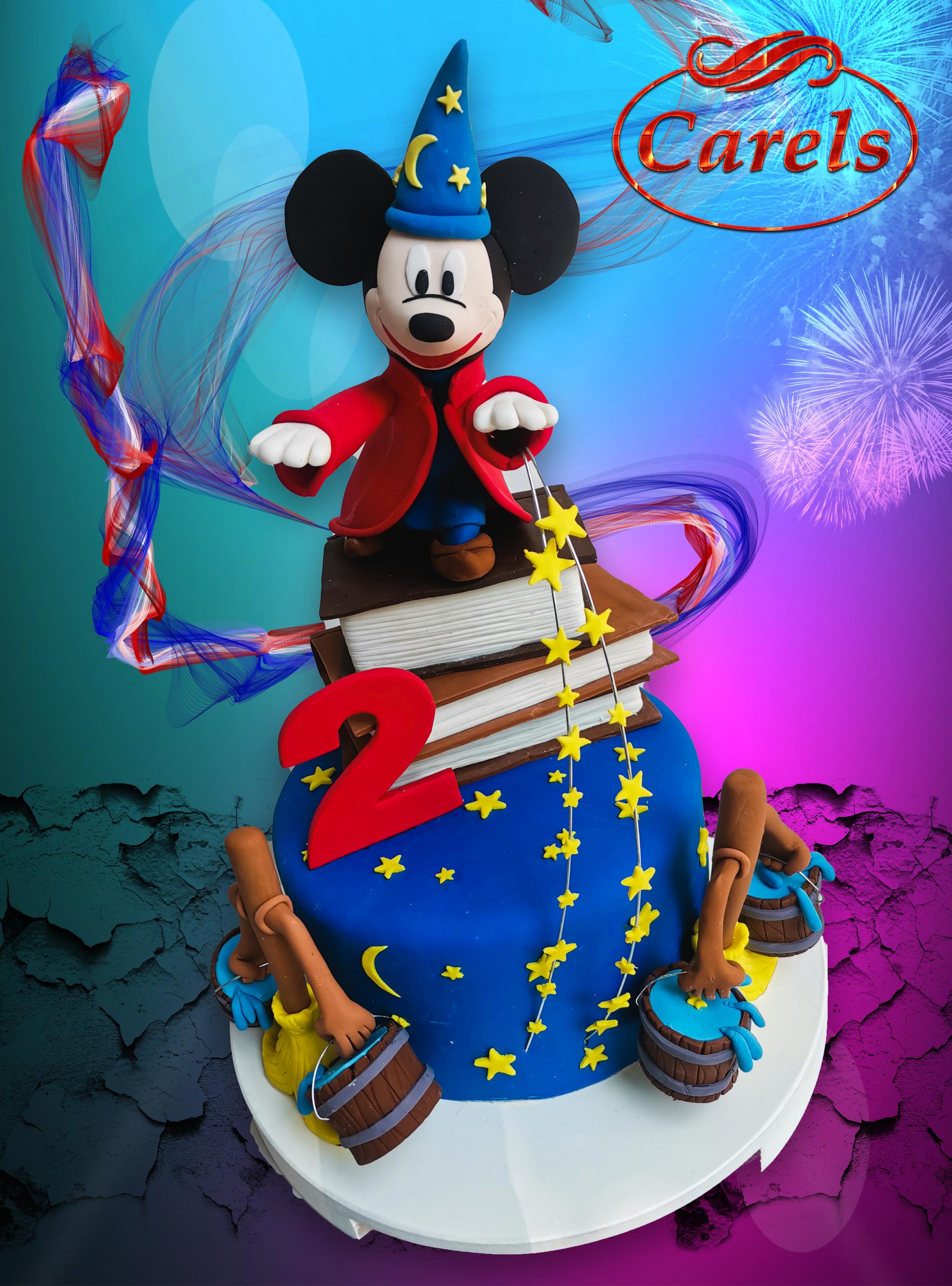 Pastel Mickey Mouse,
Pastel Aprendiz de brujo,
Pastel cumpleaños,
Carels